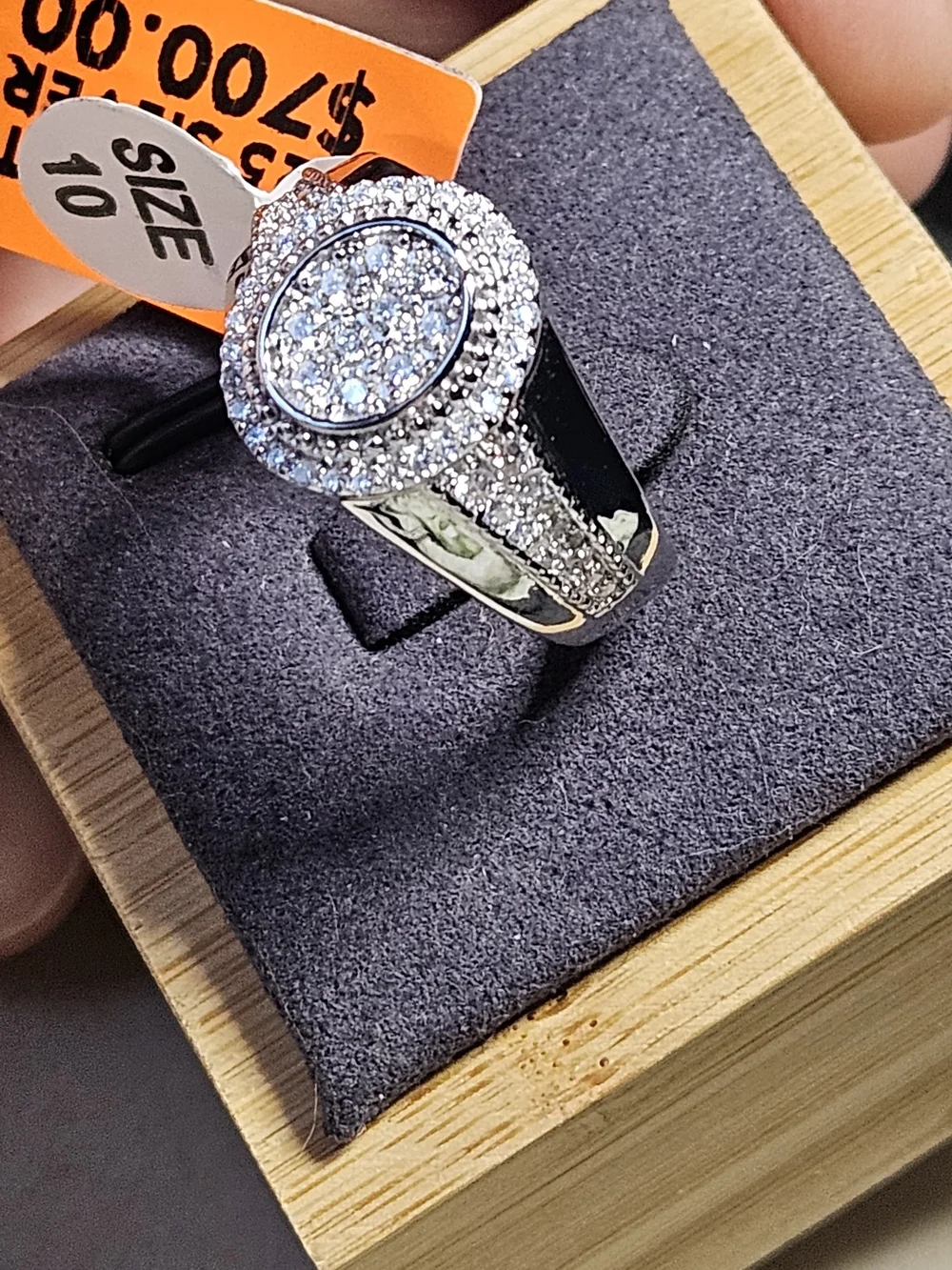 NWT Men’s Moissanite Oval Cluster Ring 925 Sterling Silver Size 10